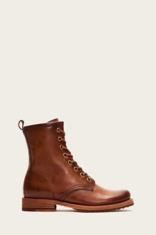 Frye Women VERONICA COMBAT CARAMEL/ANTIQUE PULL UP sold by Rockport