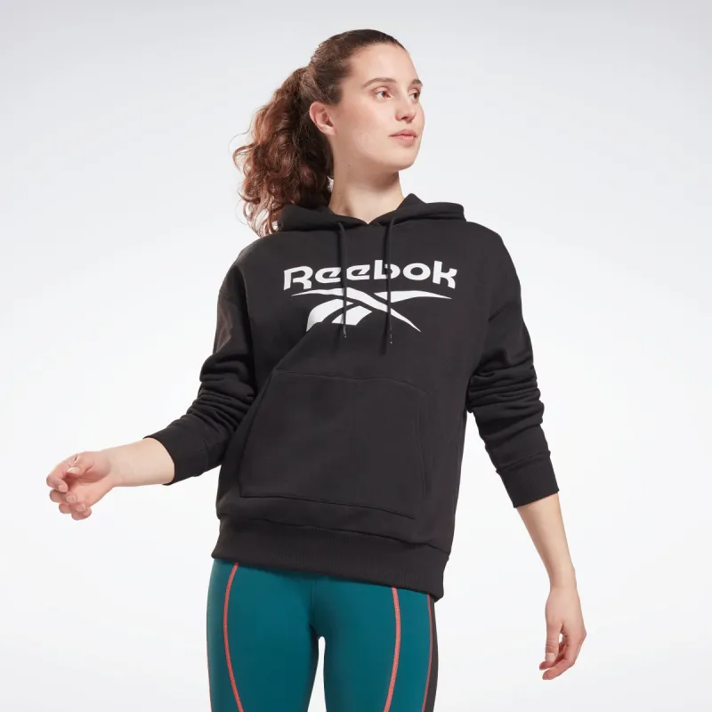 Reebok Apparel Women Reebok Identity Logo Fleece Hoodie Black made by Rockport