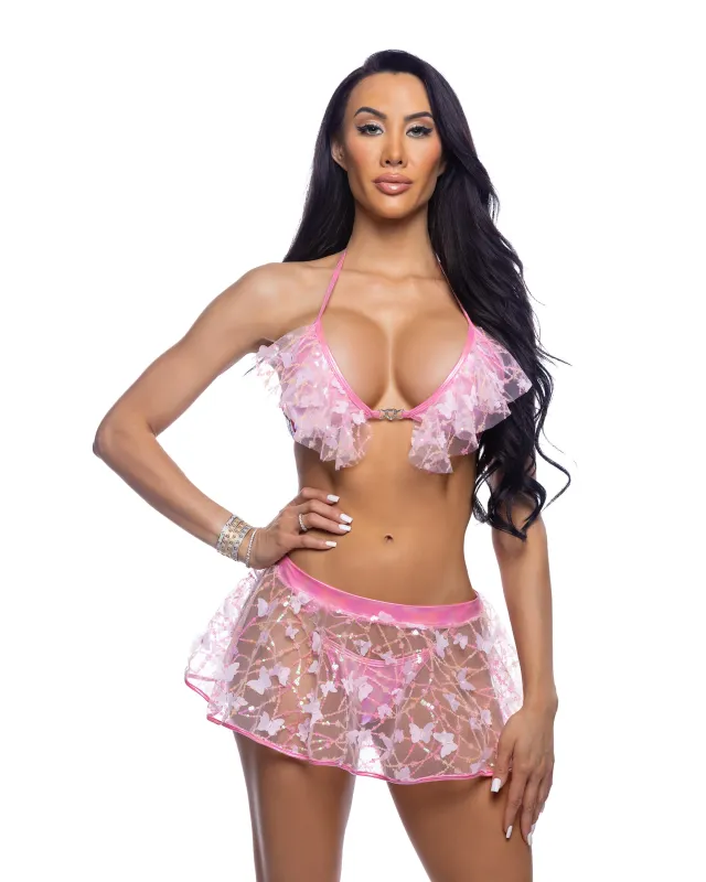 6721 - Bikini Top with Butterfly & Sequin Trim & Heart Hardware sold by Roma