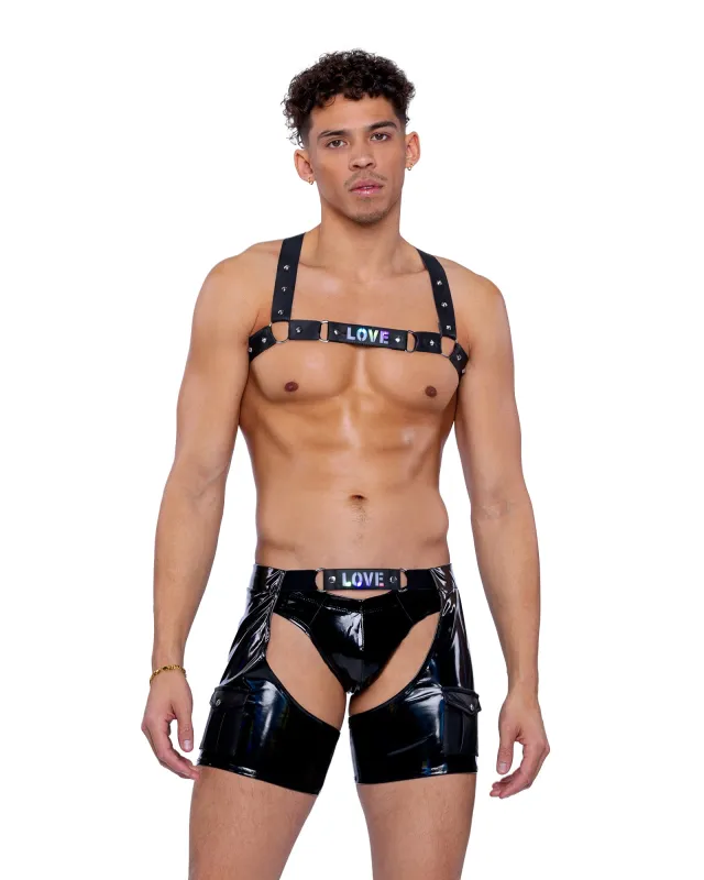 6505 - Pride Faux Leather Studded Harness made by Roma