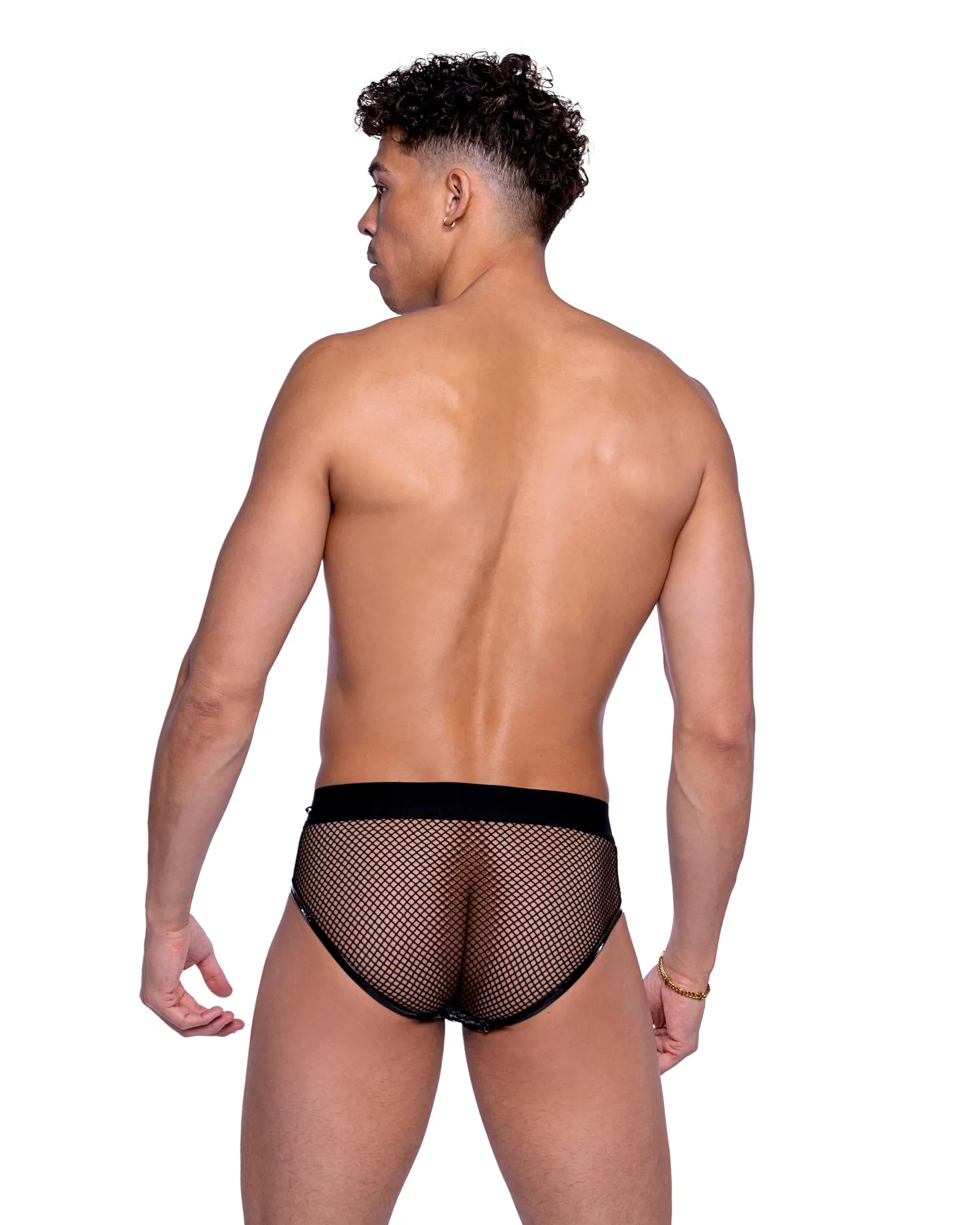 6528 - Shimmer Camouflage & Fishnet Zip-Up Briefs sold by Roma product image thumbnail 2