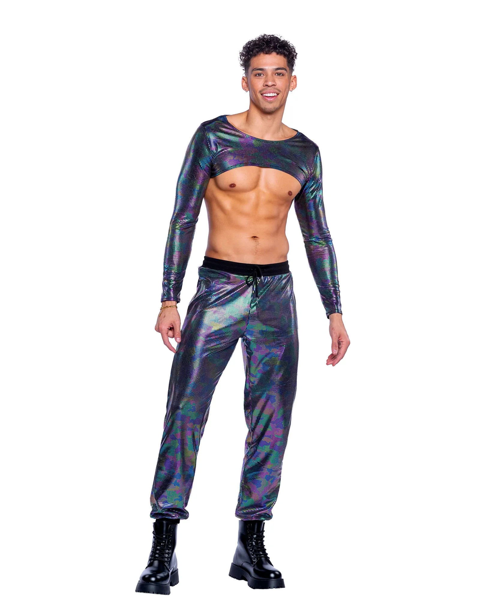 6532 - Rainbow Shimmer Camouflage Joggers sold by Roma