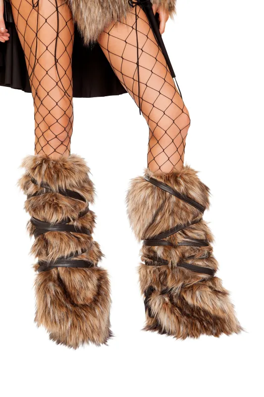 4894 - Pair of Faux Fur Leg Warmers with Strap Detail made by Roma