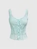 Fairycore Women's Plain Color Front Tie Wide Strap Minimalist Casual Camisole sold by ROMWE