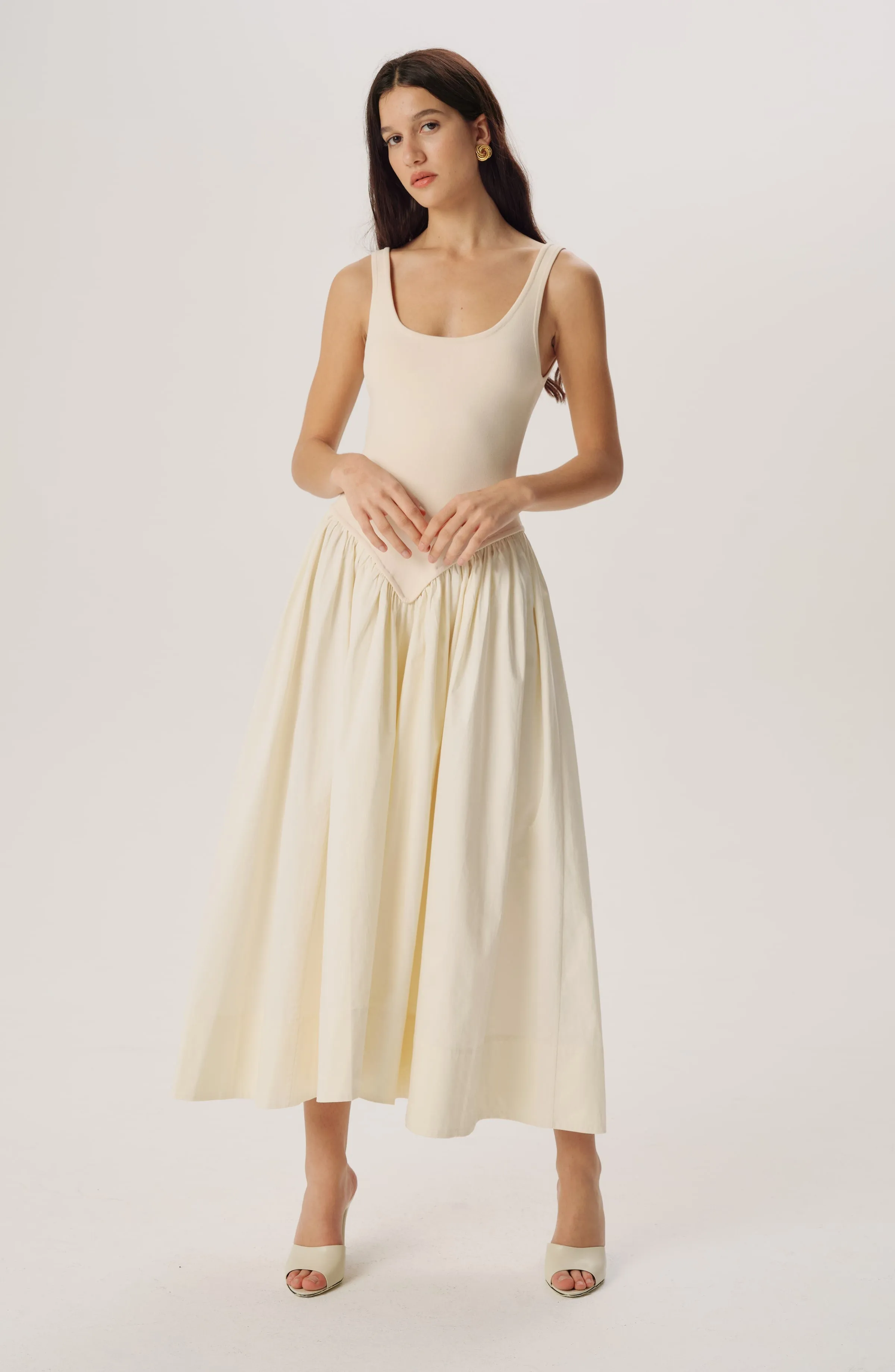 Verda Knit Combo Dress - Ecru sold by Ronny Kobo Collection