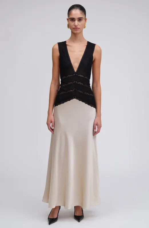 Naila Dress - Ivory Jet Black sold by Ronny Kobo Collection