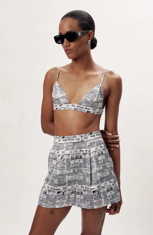 Gabi Short - Newspaper Print Multi sold by Ronny Kobo Collection