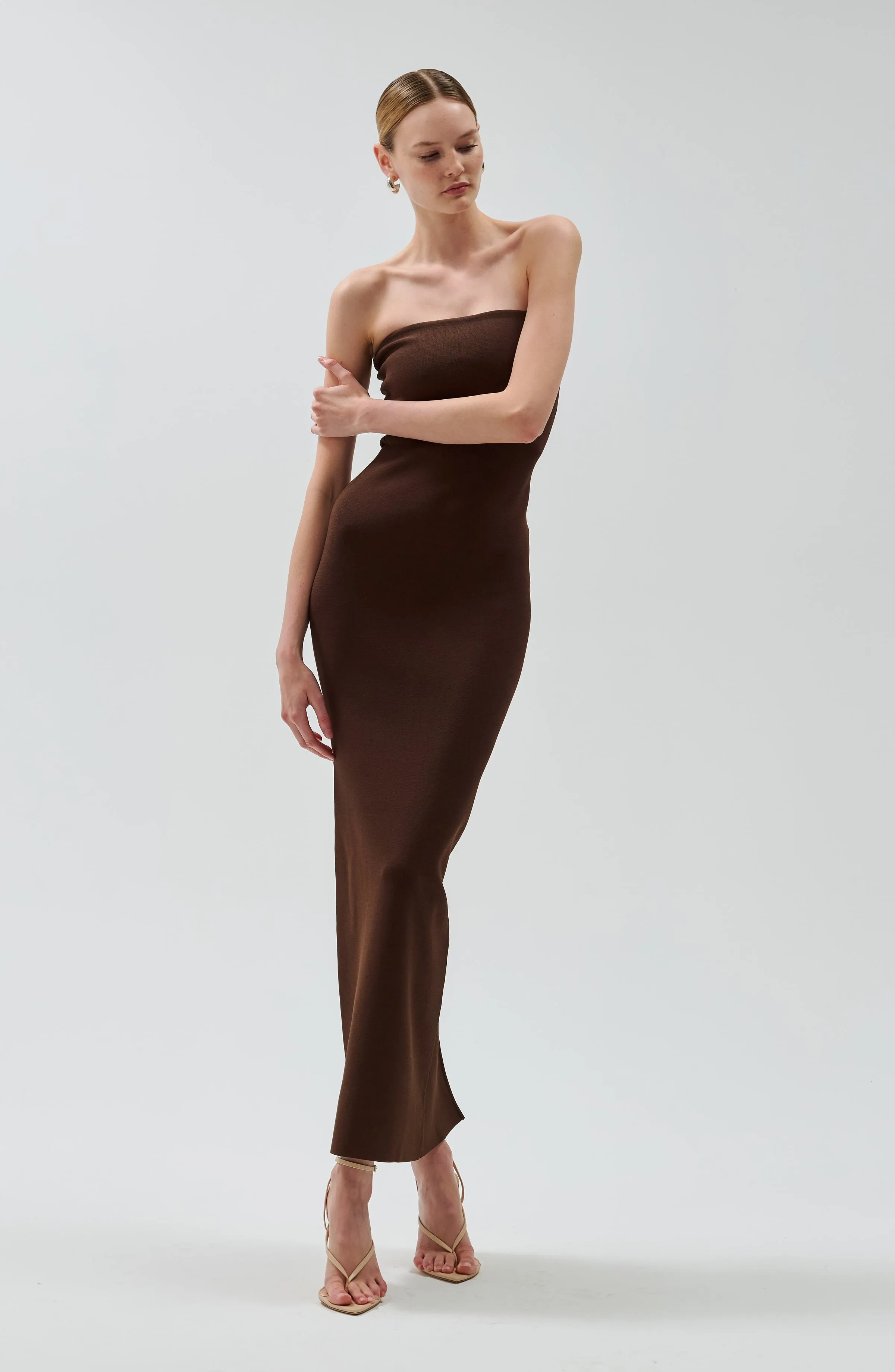 Lehua Knit Dress - Dark Chocolate sold by Ronny Kobo Collection
