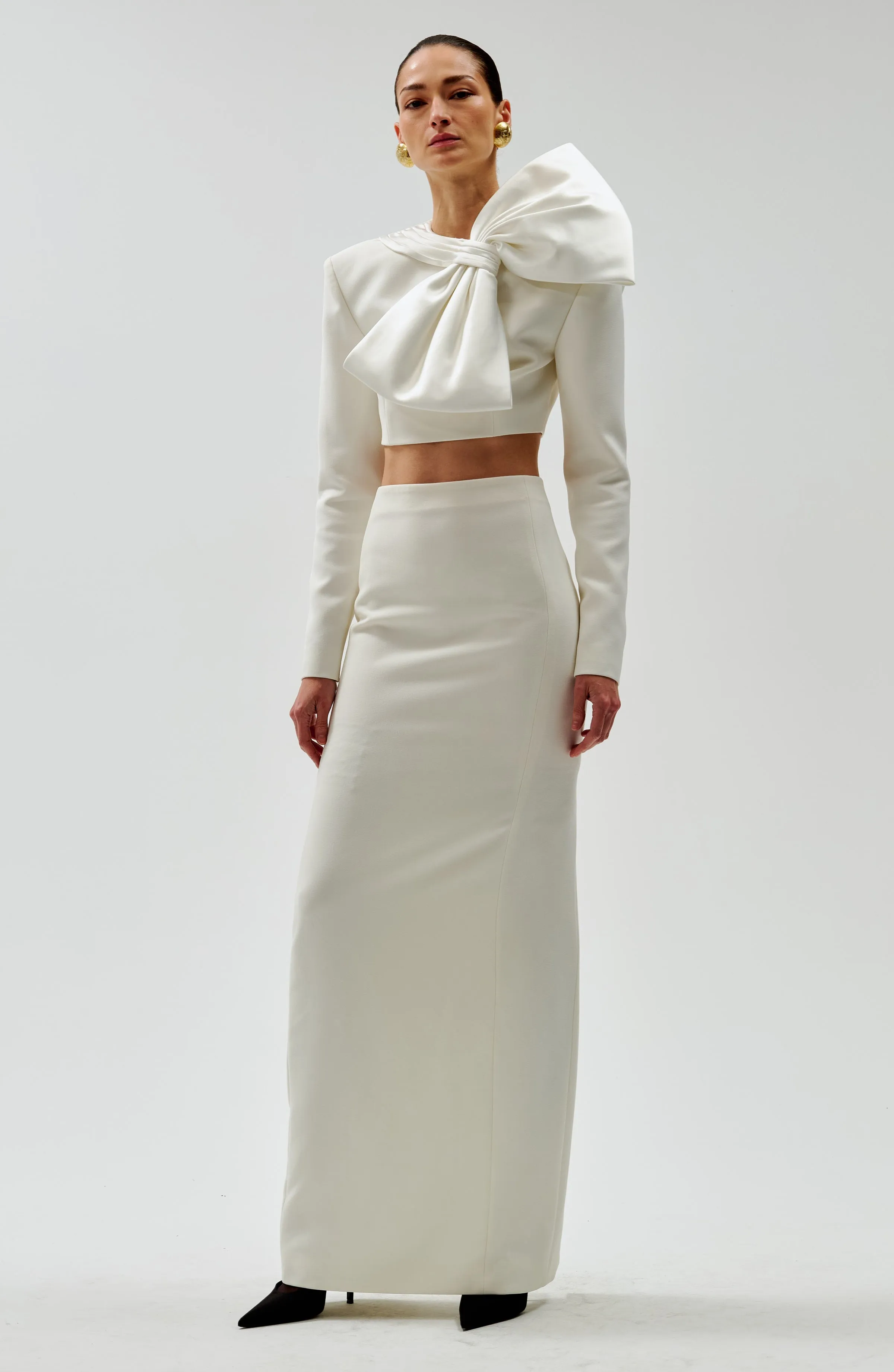 Issa Column Skirt - Ivory sold by Ronny Kobo Collection