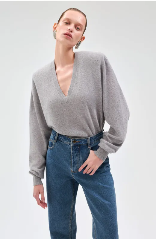 Landen Cashmere Sweater - Light Grey sold by Ronny Kobo Collection