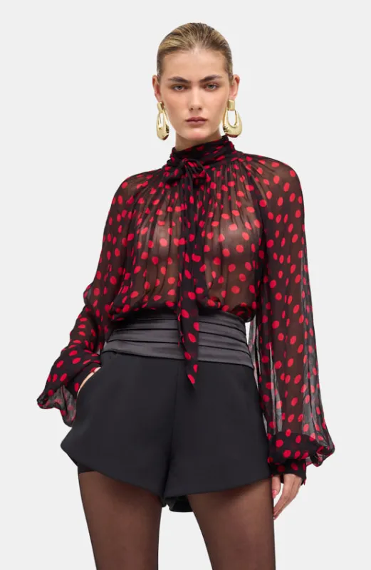 Zenia Top - Black/Red sold by Ronny Kobo Collection