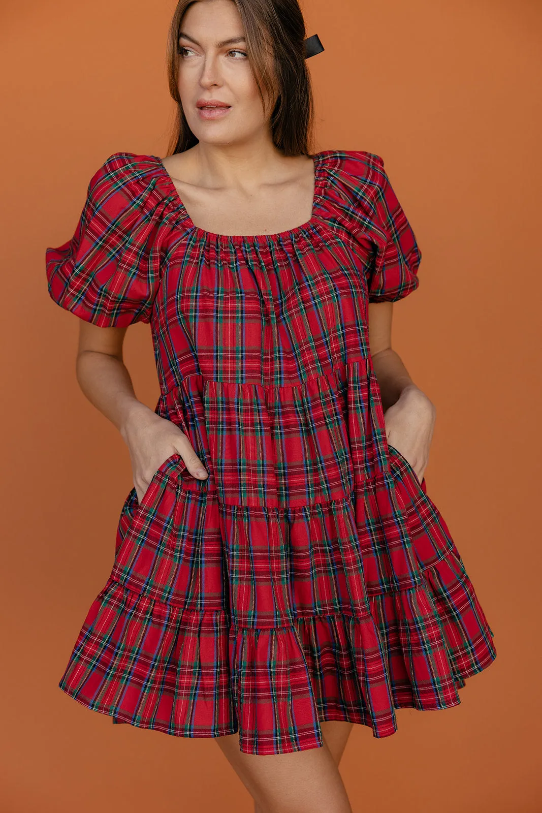 Sugarplum Plaid Mini Dress sold by Roolee product image thumbnail 5