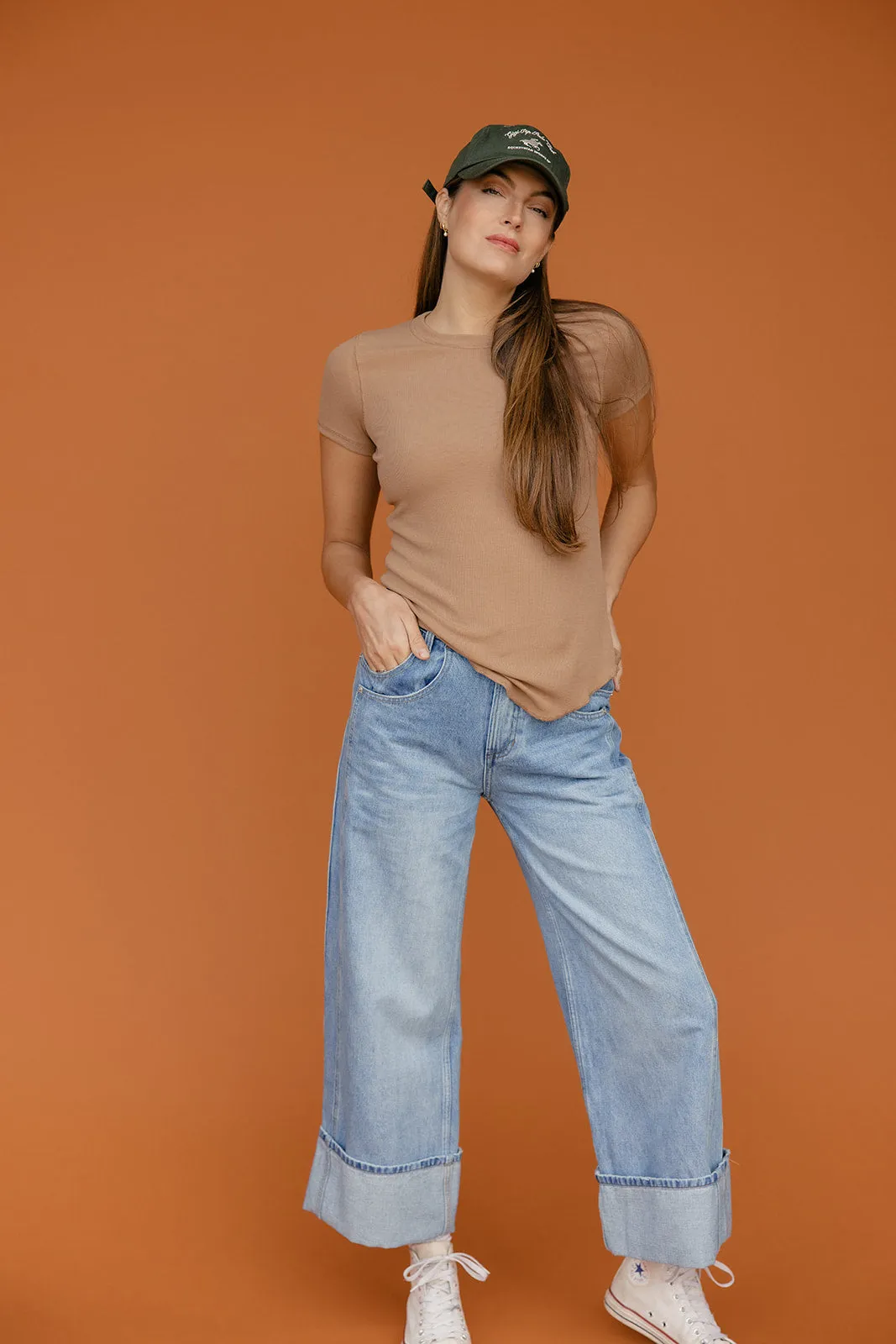 Easy Day Wide Leg Cuffed Jeans sold by Roolee product image thumbnail 5