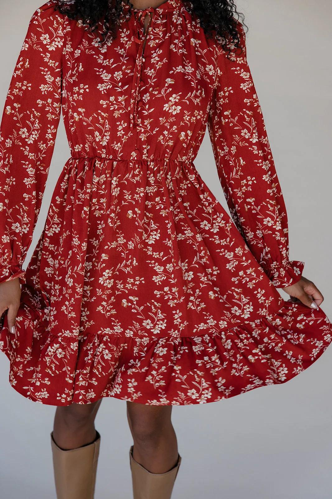 Scarlet Blossom Tiered Dress sold by Roolee product image thumbnail 3