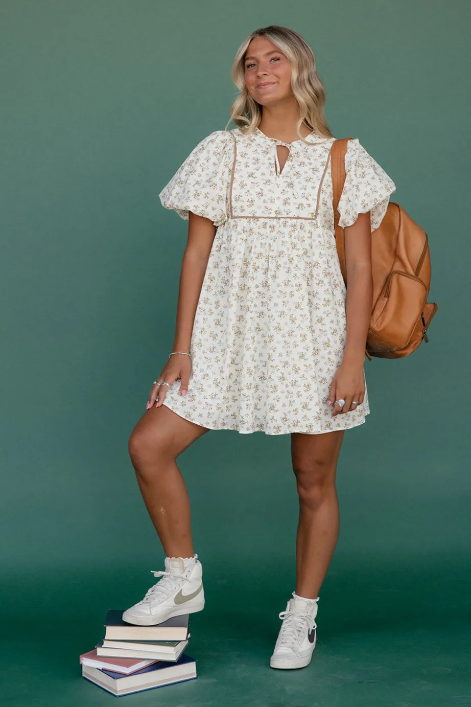 Hallway Heartthrob Tie Neck Mini Dress sold by Roolee product image thumbnail 3