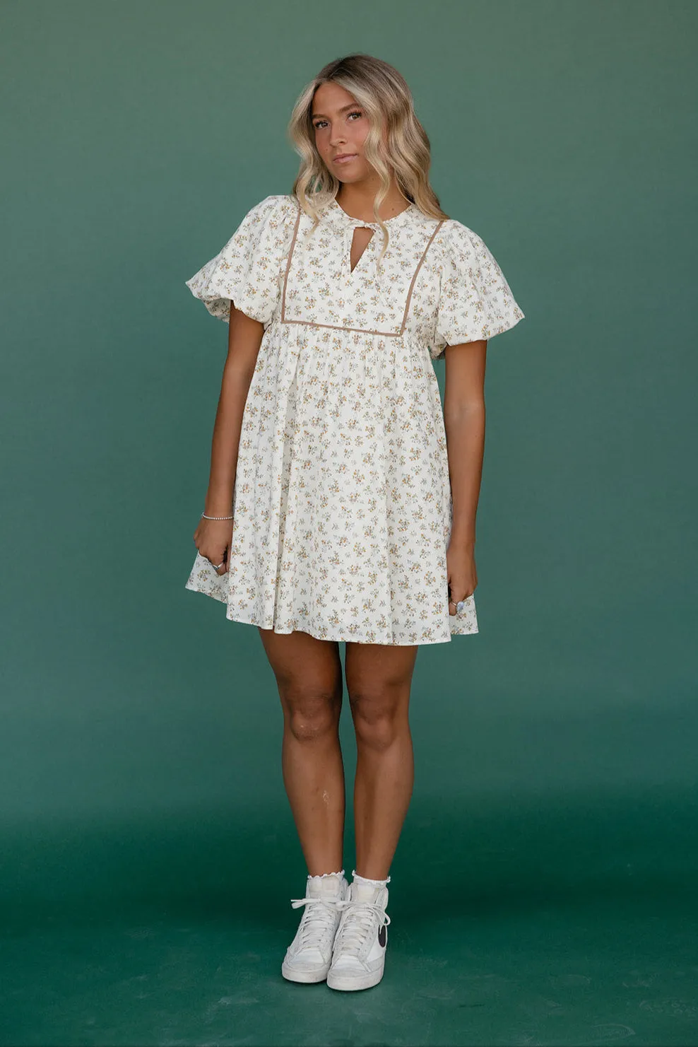 Hallway Heartthrob Tie Neck Mini Dress sold by Roolee product image thumbnail 2