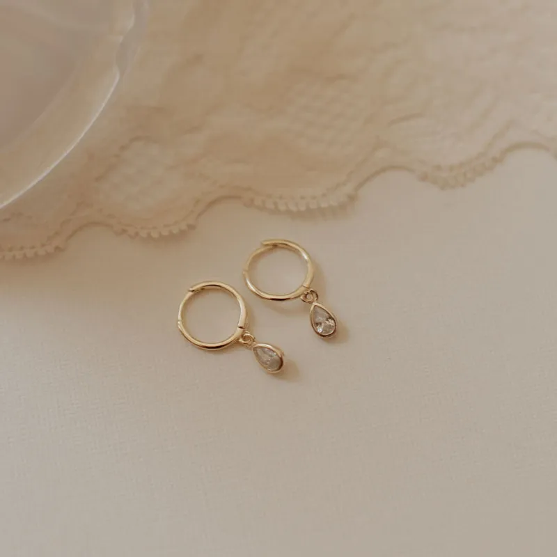 April Raindrop Dangle Hoops made by Roolee