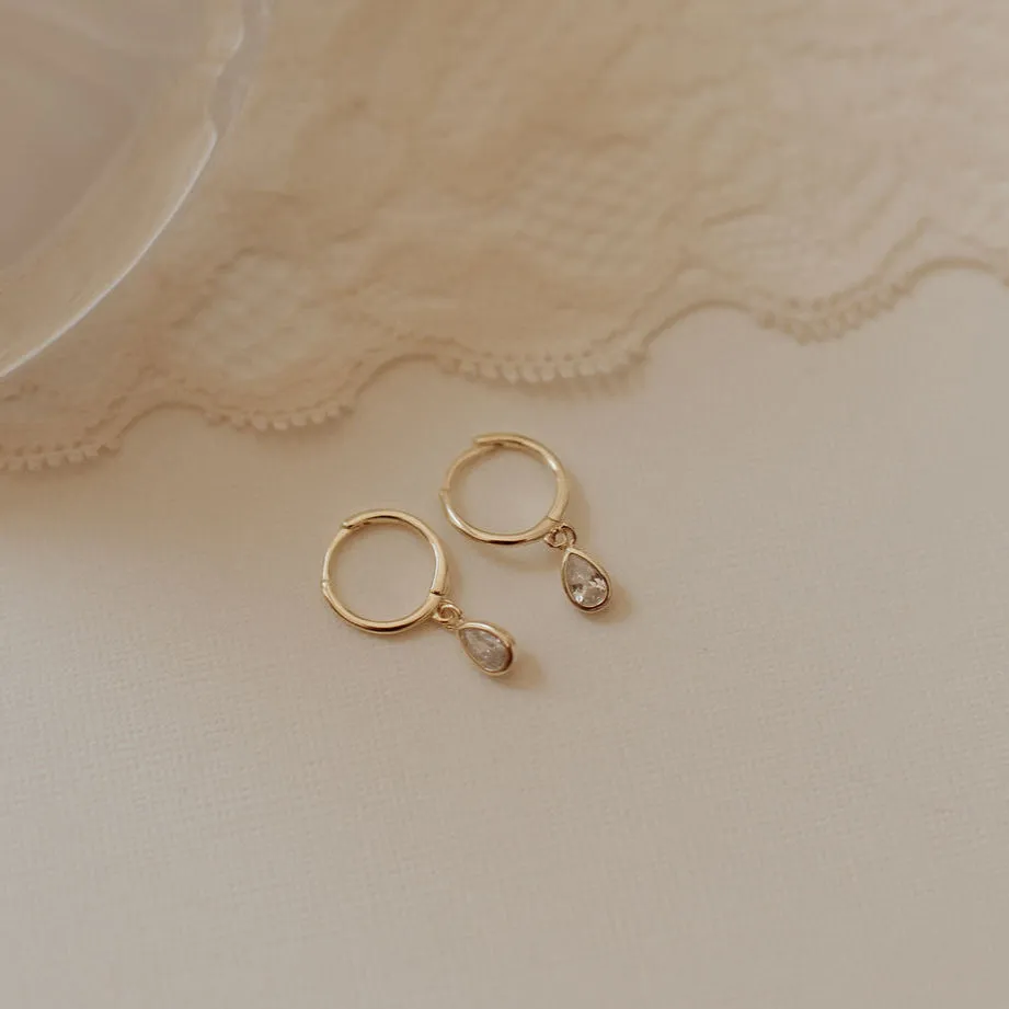 April Raindrop Dangle Hoops sold by Roolee