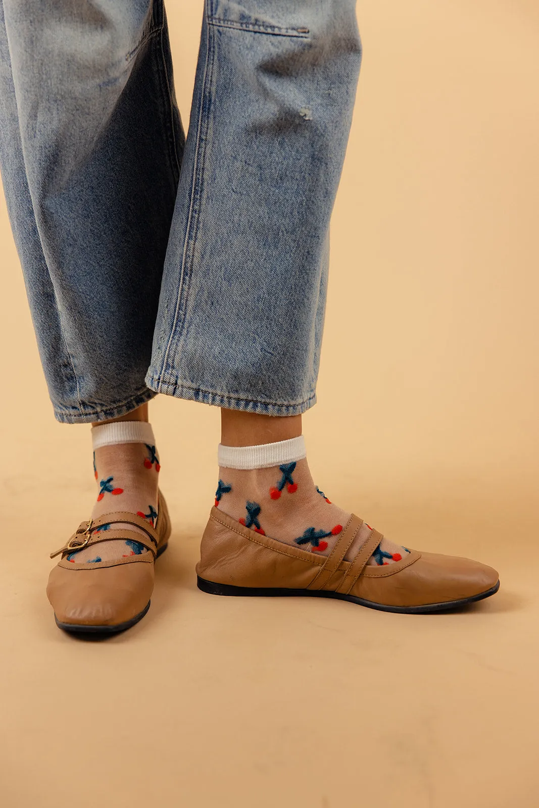 Cherry Embroidered Mesh Ankle Socks sold by Roolee product image thumbnail 2