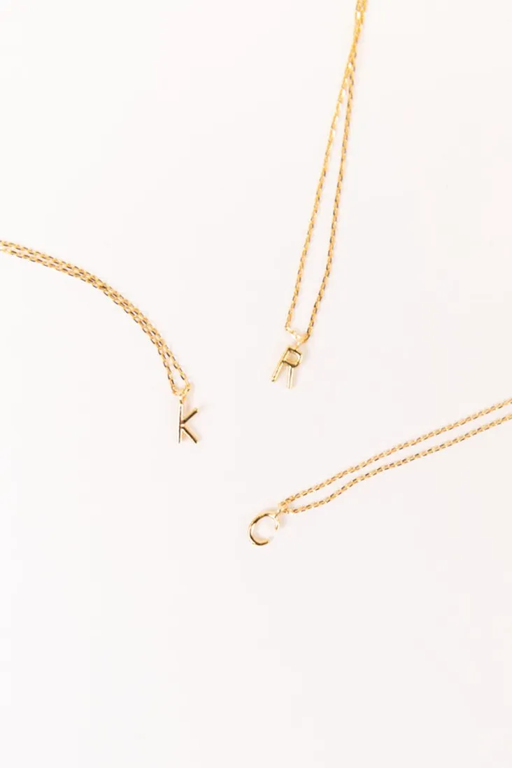 Gold Mini Letter Initial Necklace sold by Roolee product image thumbnail 4