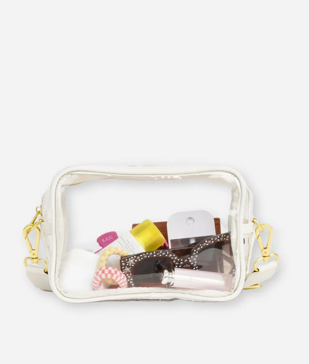 The Clear Crossbody - White sold by Roolee