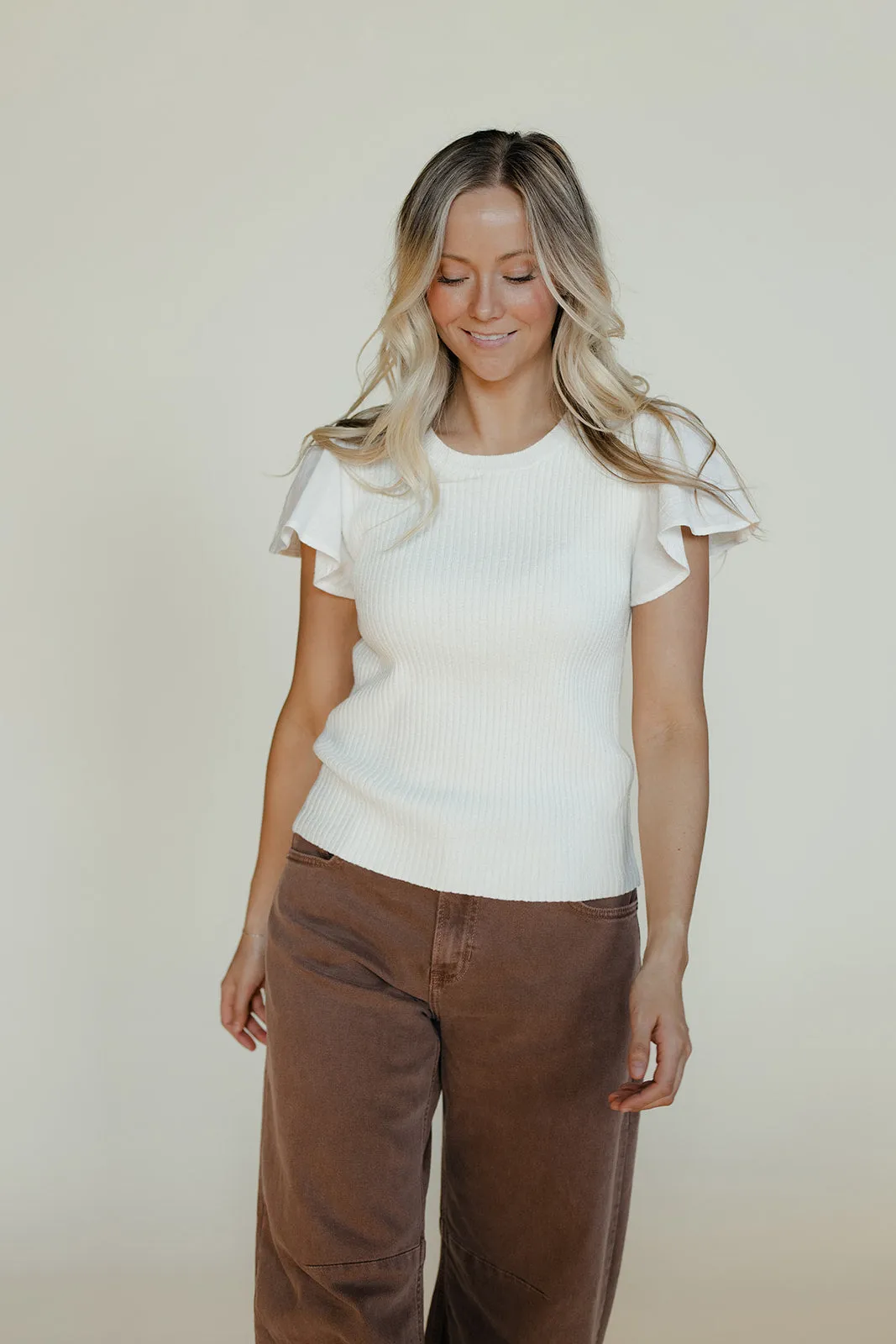 Fresh Air Flutter Sleeve Blouse sold by Roolee