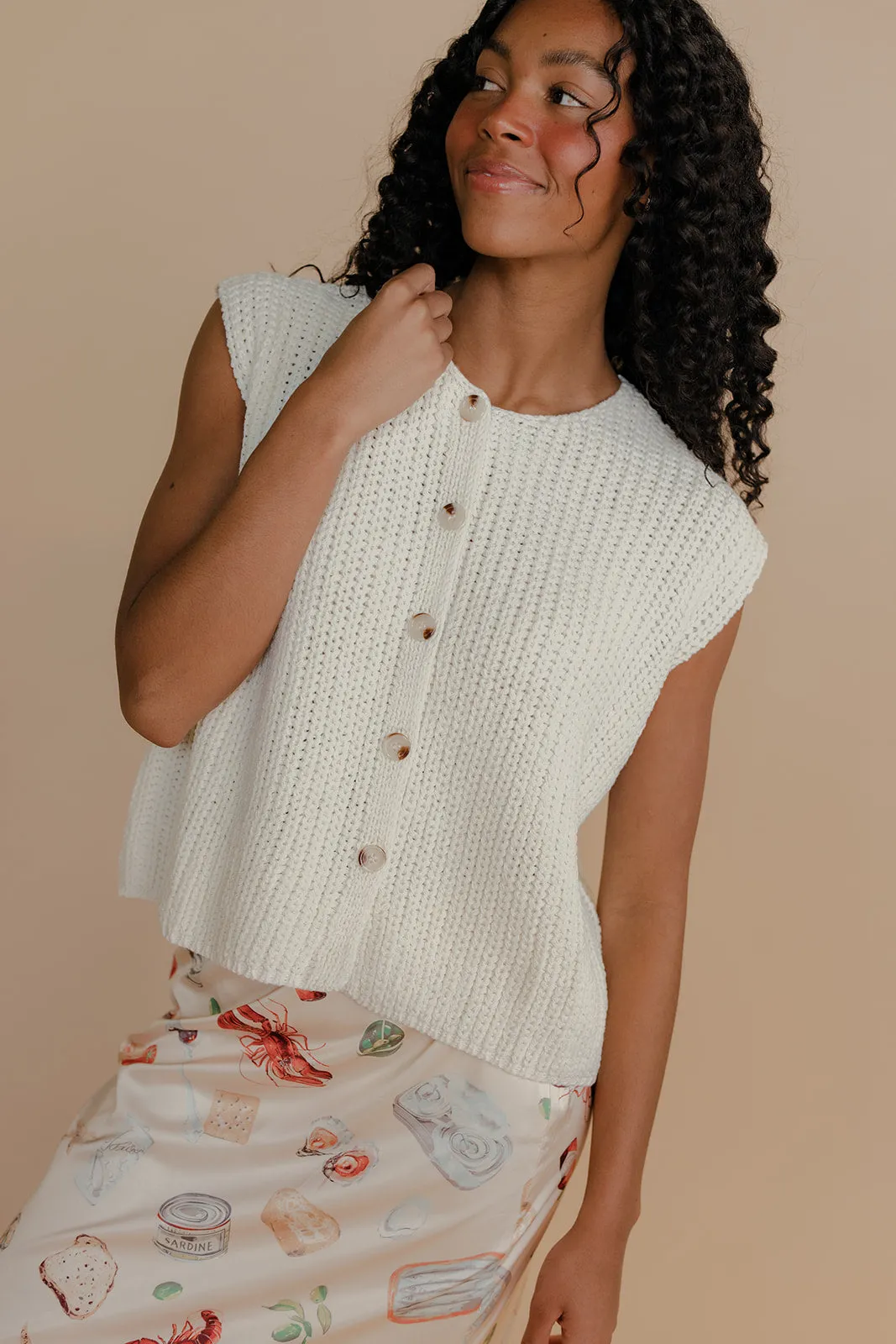 Honey Button Knit Vest sold by Roolee