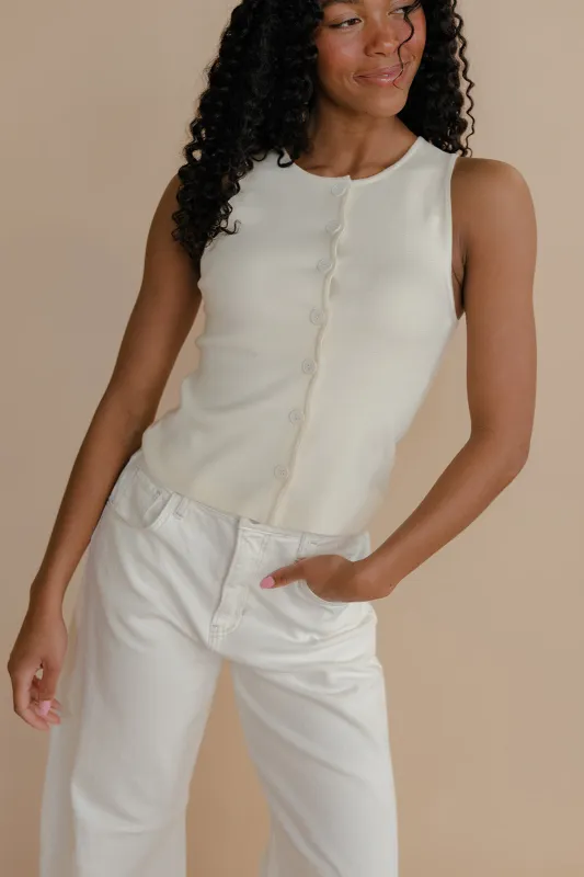 Milk + Sugar Button Tank sold by Roolee
