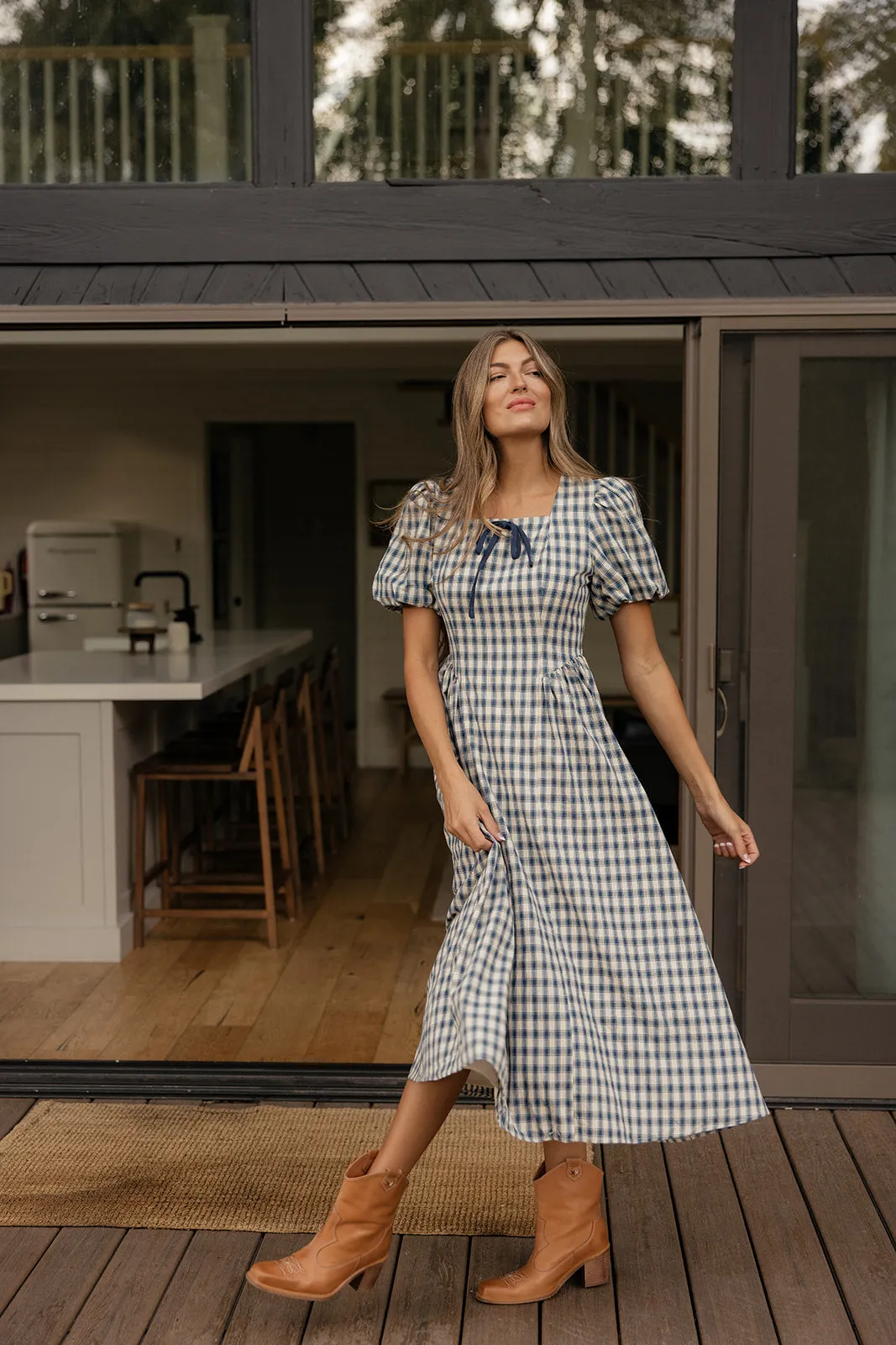 Squarely Yours Gingham Dress sold by Roolee product image thumbnail 4