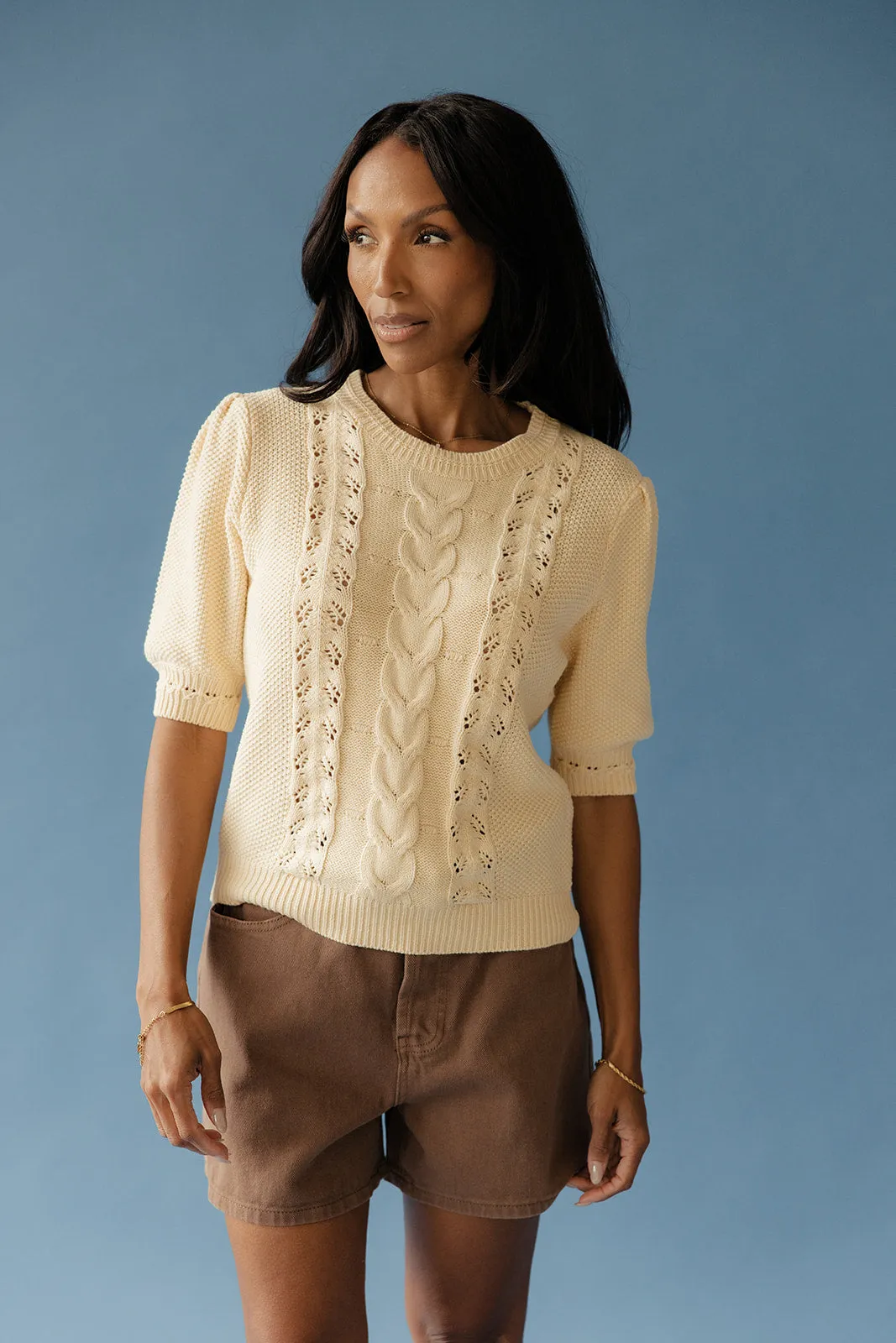 Oat + Honey Cable Knit Sweater sold by Roolee product image thumbnail 4