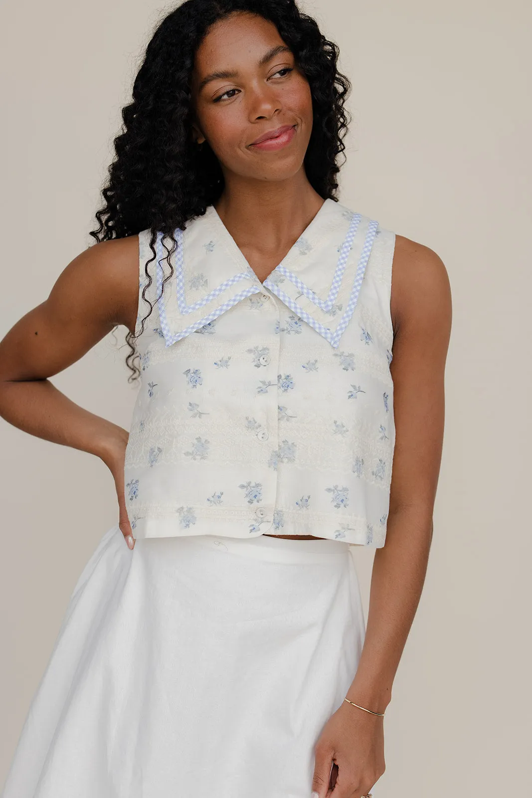 Forget Me Not Collared Tank sold by Roolee product image thumbnail 2
