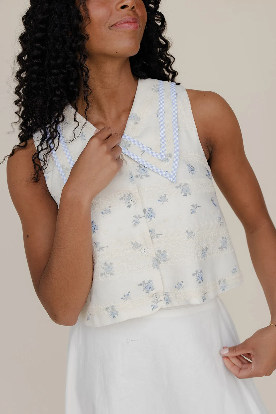 Forget Me Not Collared Tank sold by Roolee
