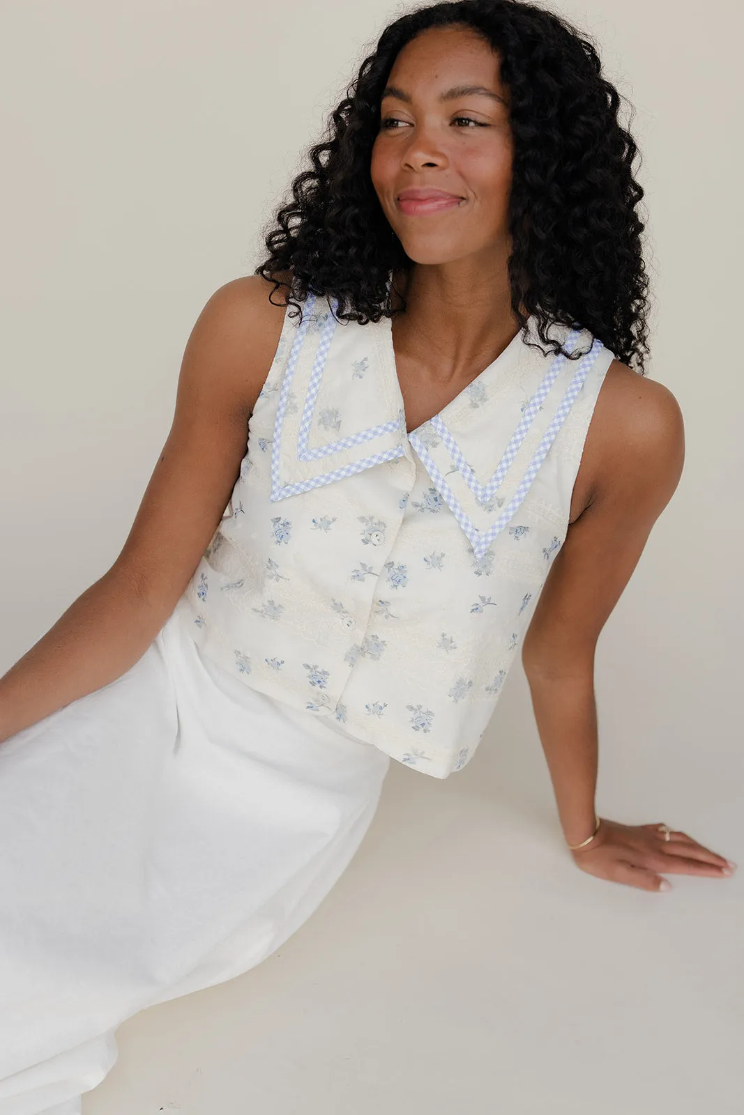 Forget Me Not Collared Tank sold by Roolee product image thumbnail 3