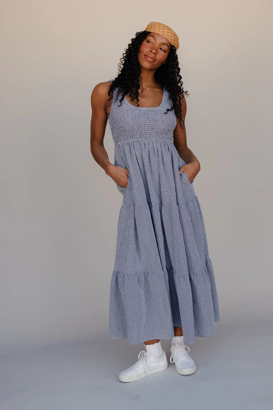 Sutton Gingham Maxi Dress sold by Roolee