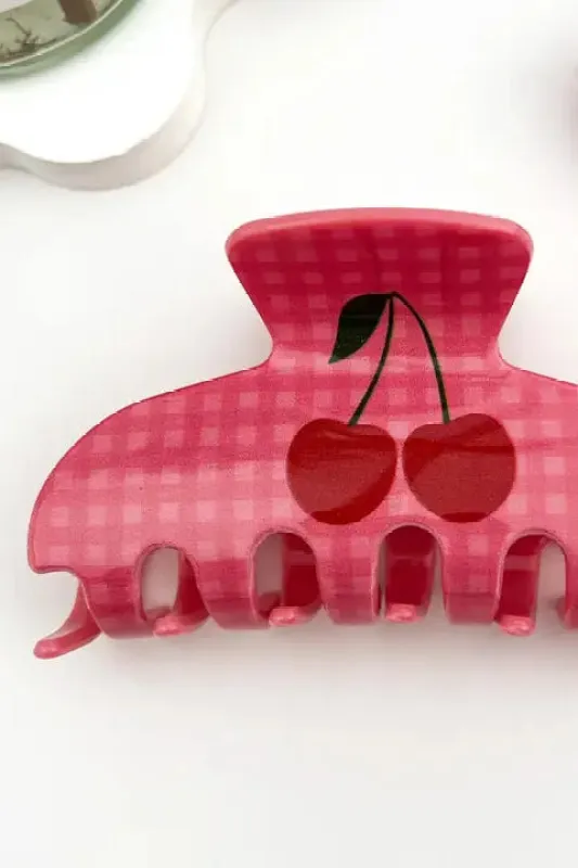 Cherry Checkered Hair Claw made by Roolee