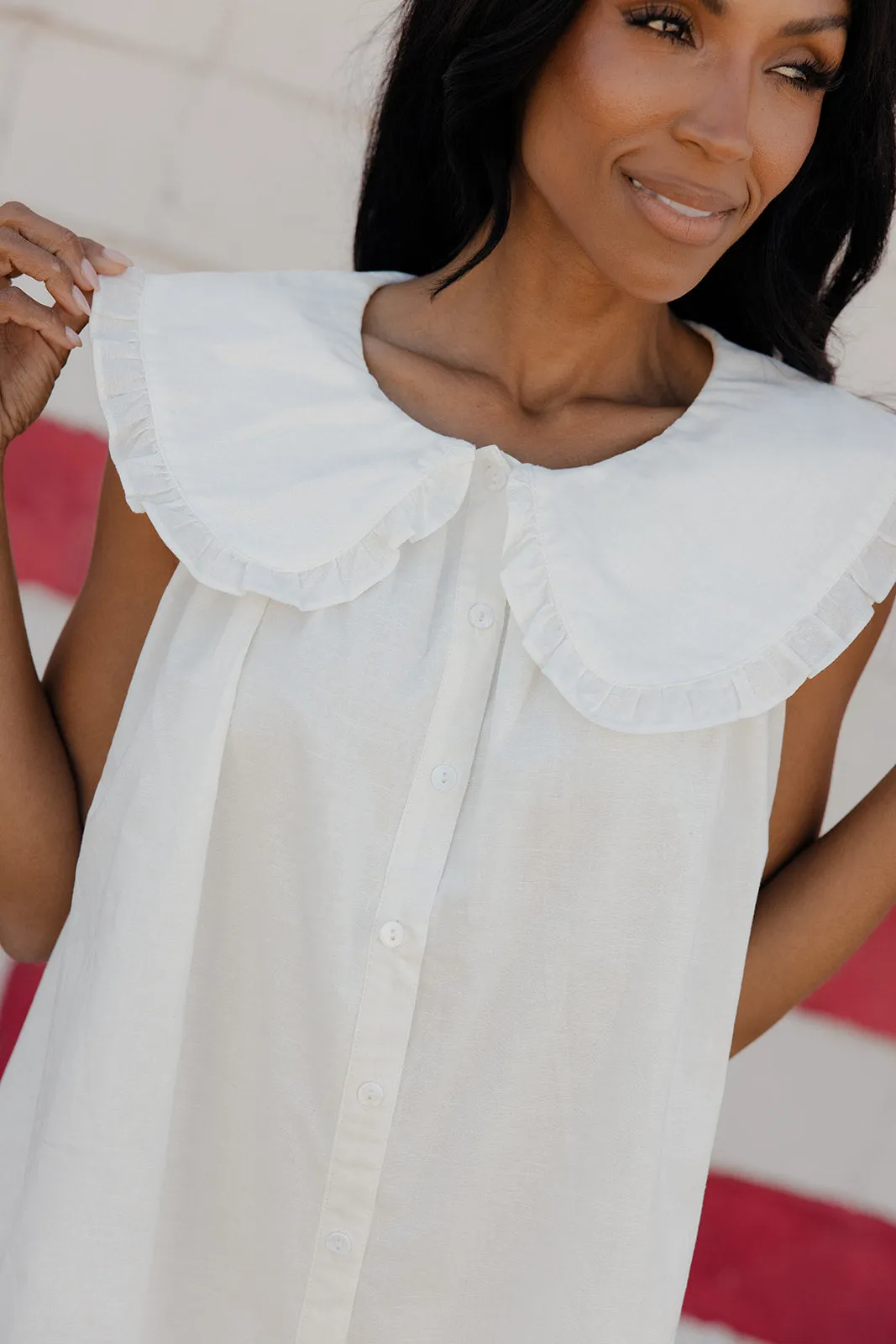 Red, White & Ruffles Collared Dress sold by Roolee product image thumbnail 4