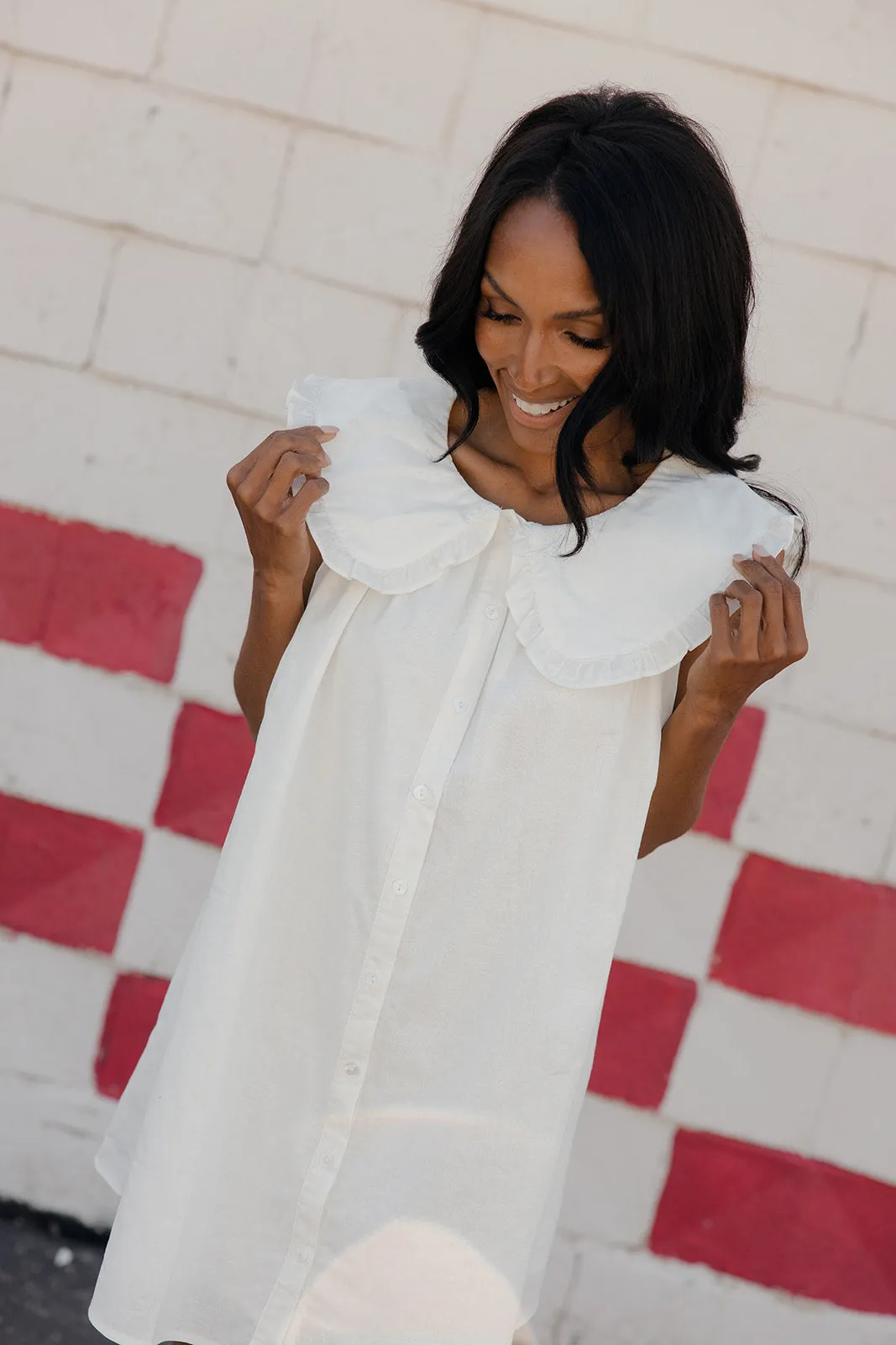 Red, White & Ruffles Collared Dress sold by Roolee product image thumbnail 2