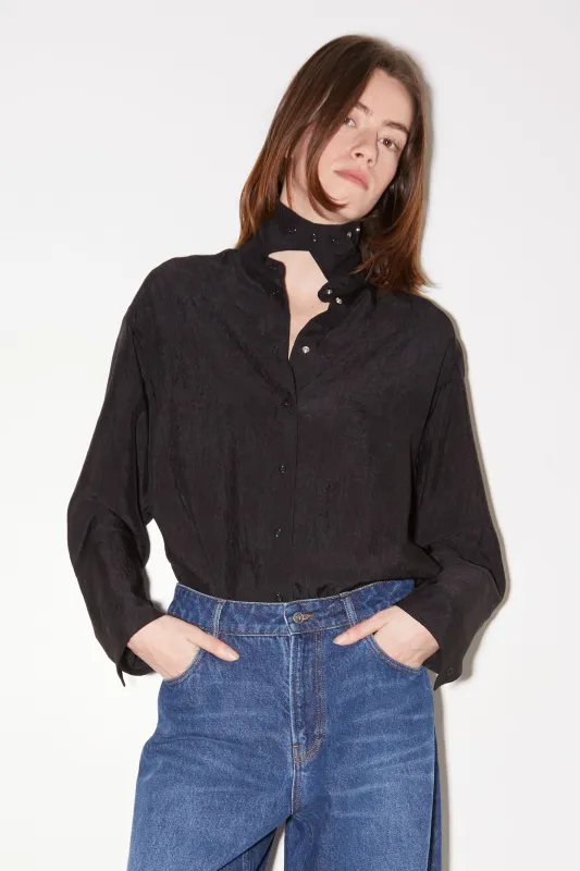 CHEMISE ALLY EN SATIN D'ACÉTATE CHARBON made by Roseanna