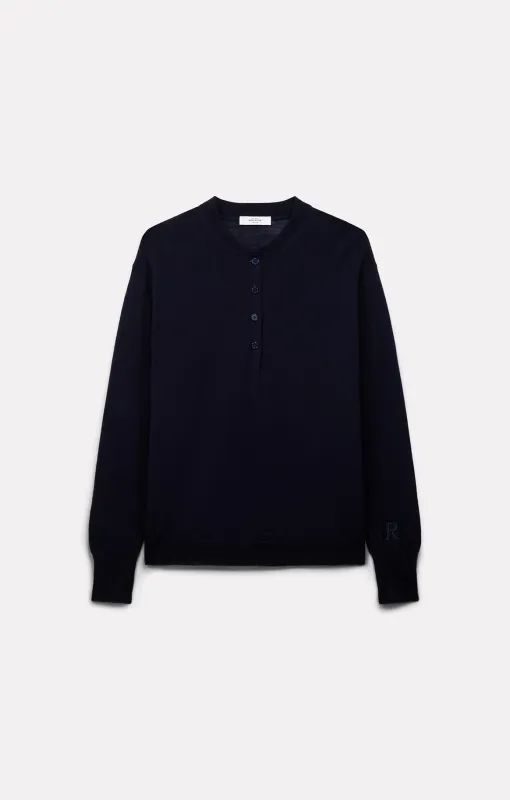 PULL POLO ELLA EN LAINE MÉRINOS NAVY made by Roseanna
