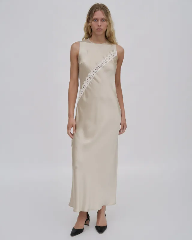 BIAS LACE PANEL DRESS made by Rosetta Getty