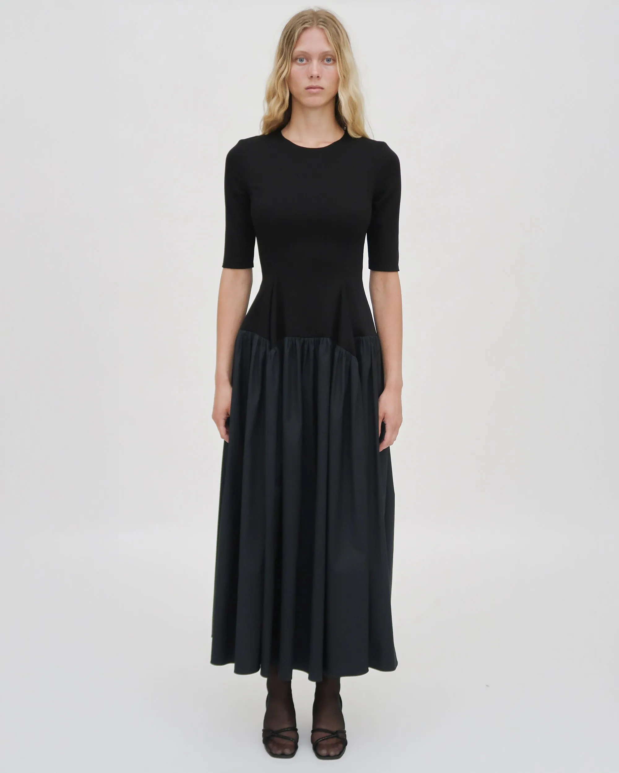 FITTED GATHERED PEPLUM COMBO DRESS sold by Rosetta Getty product image thumbnail 4