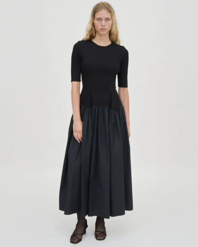 FITTED GATHERED PEPLUM COMBO DRESS made by Rosetta Getty