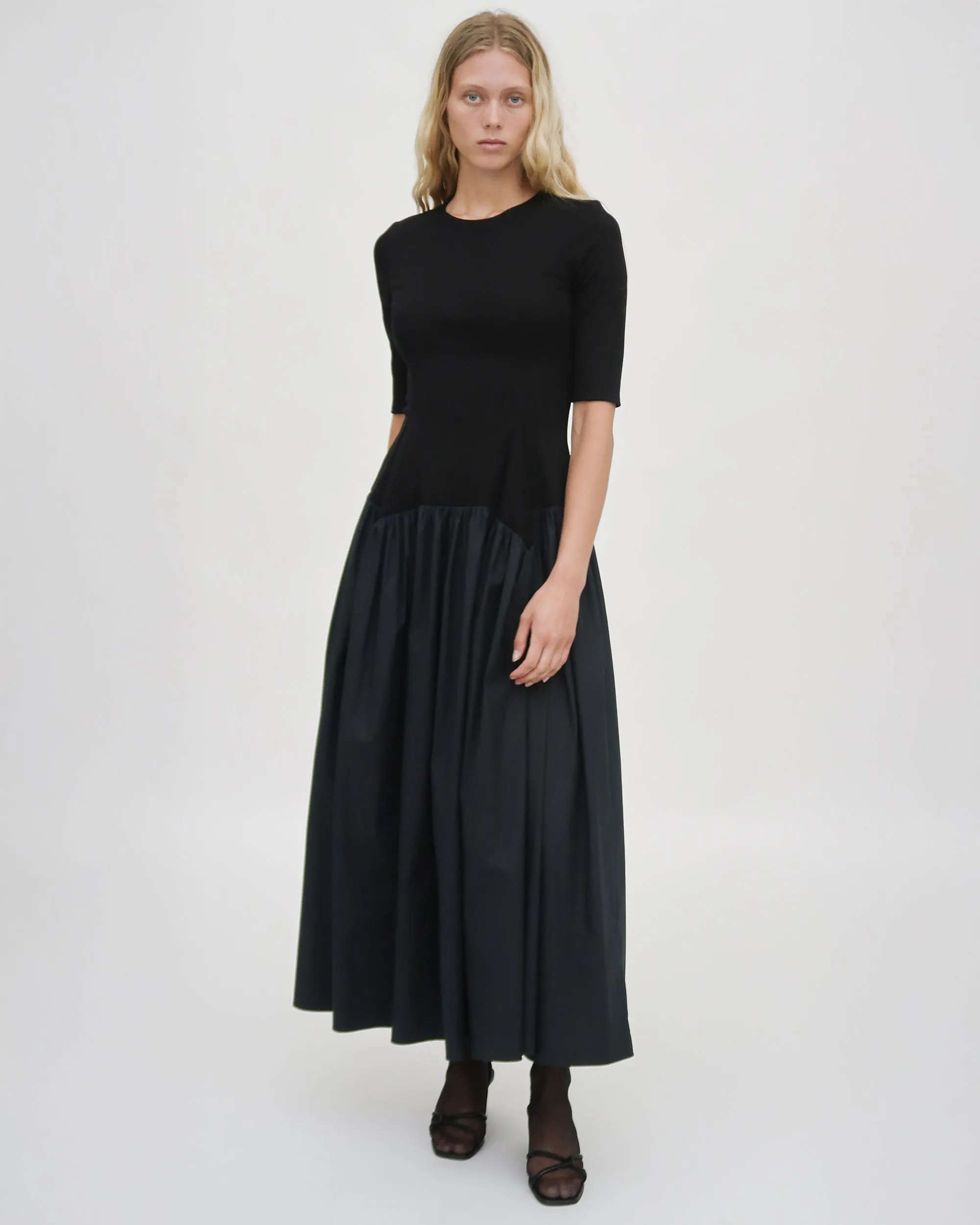 FITTED GATHERED PEPLUM COMBO DRESS sold by Rosetta Getty product image thumbnail 2