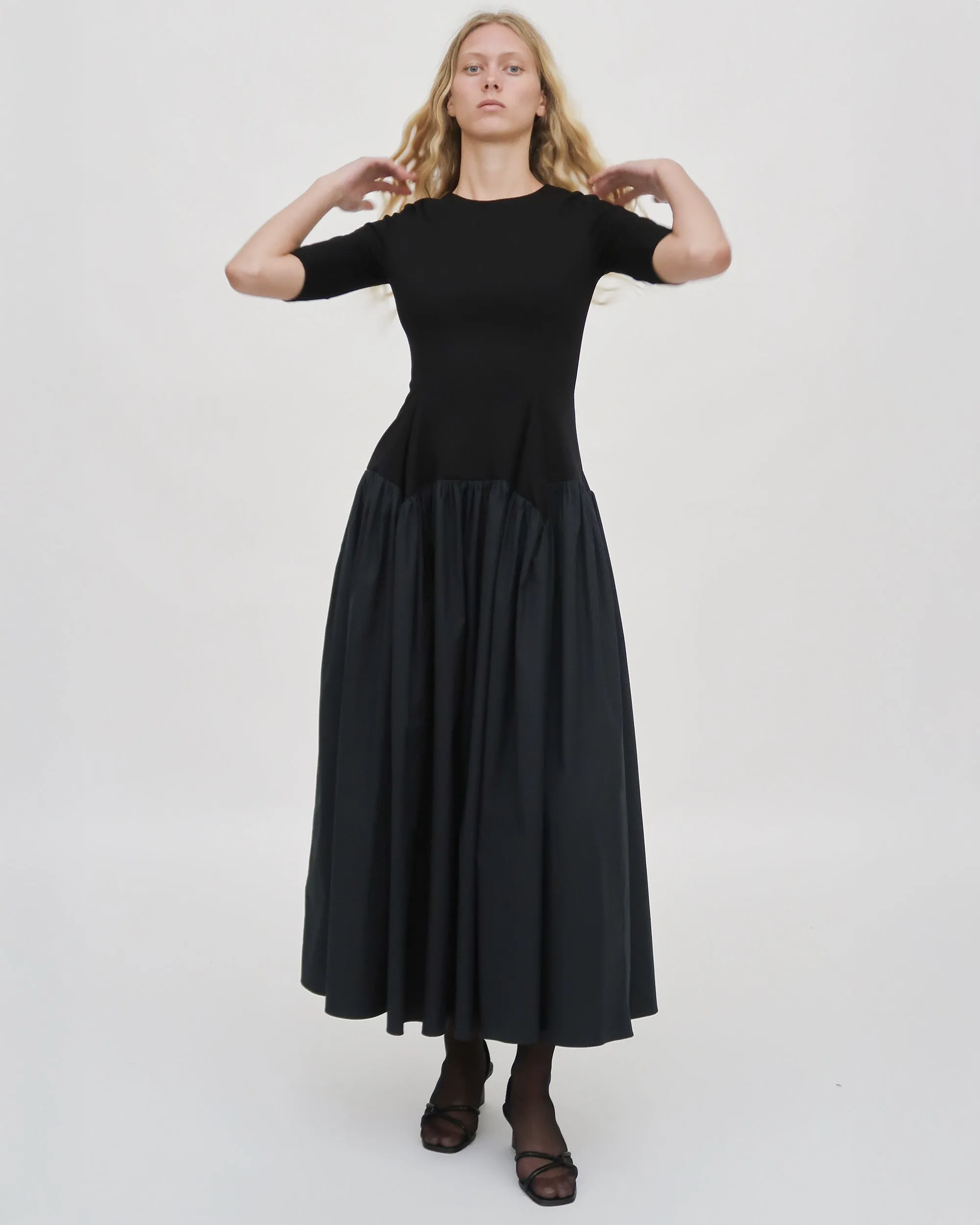 FITTED GATHERED PEPLUM COMBO DRESS sold by Rosetta Getty product image thumbnail 3