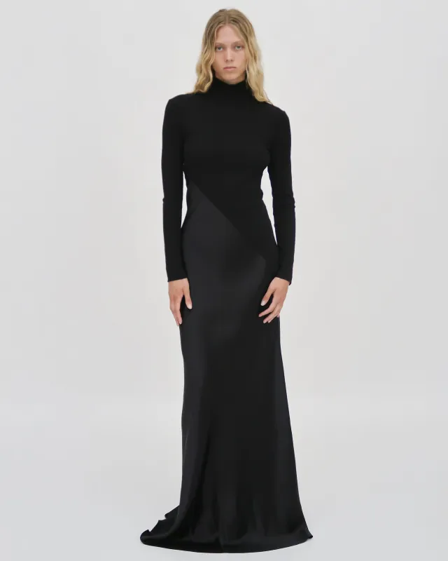 BIAS TURTLENECK COMBO MAXI DRESS made by Rosetta Getty