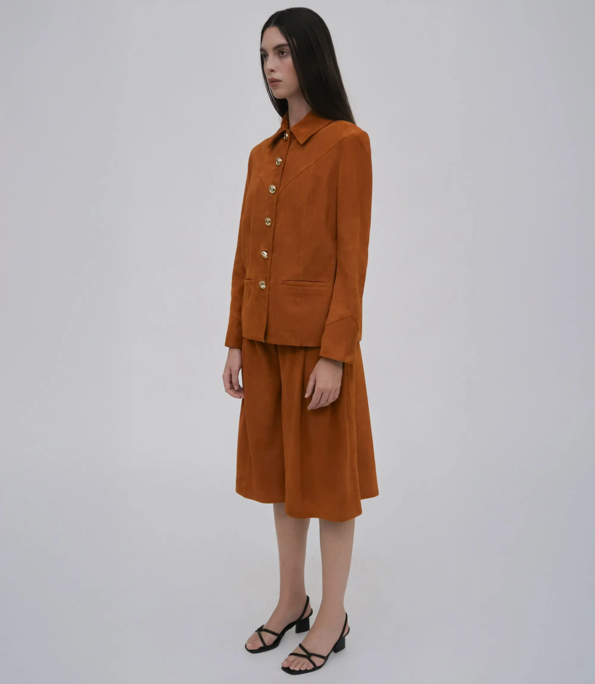 WIDE PLEAT FRONT SHORT - SUEDE sold by Rosetta Getty product image thumbnail 3