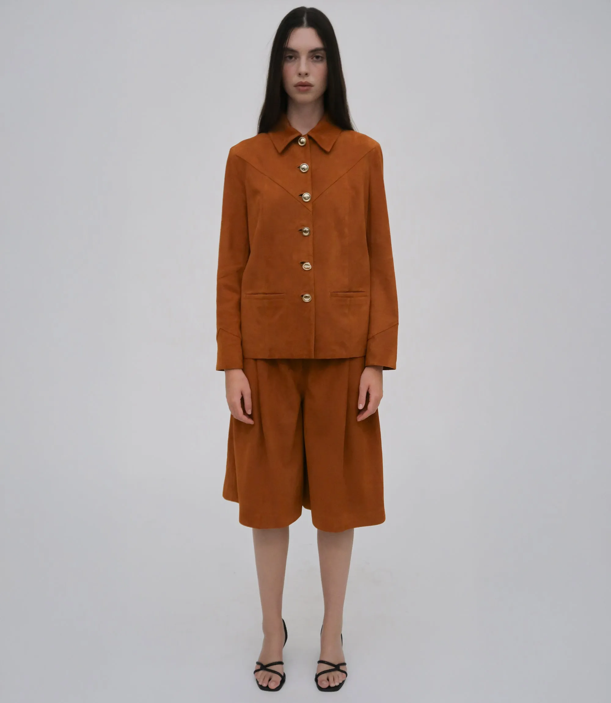 WIDE PLEAT FRONT SHORT - SUEDE sold by Rosetta Getty product image thumbnail 2