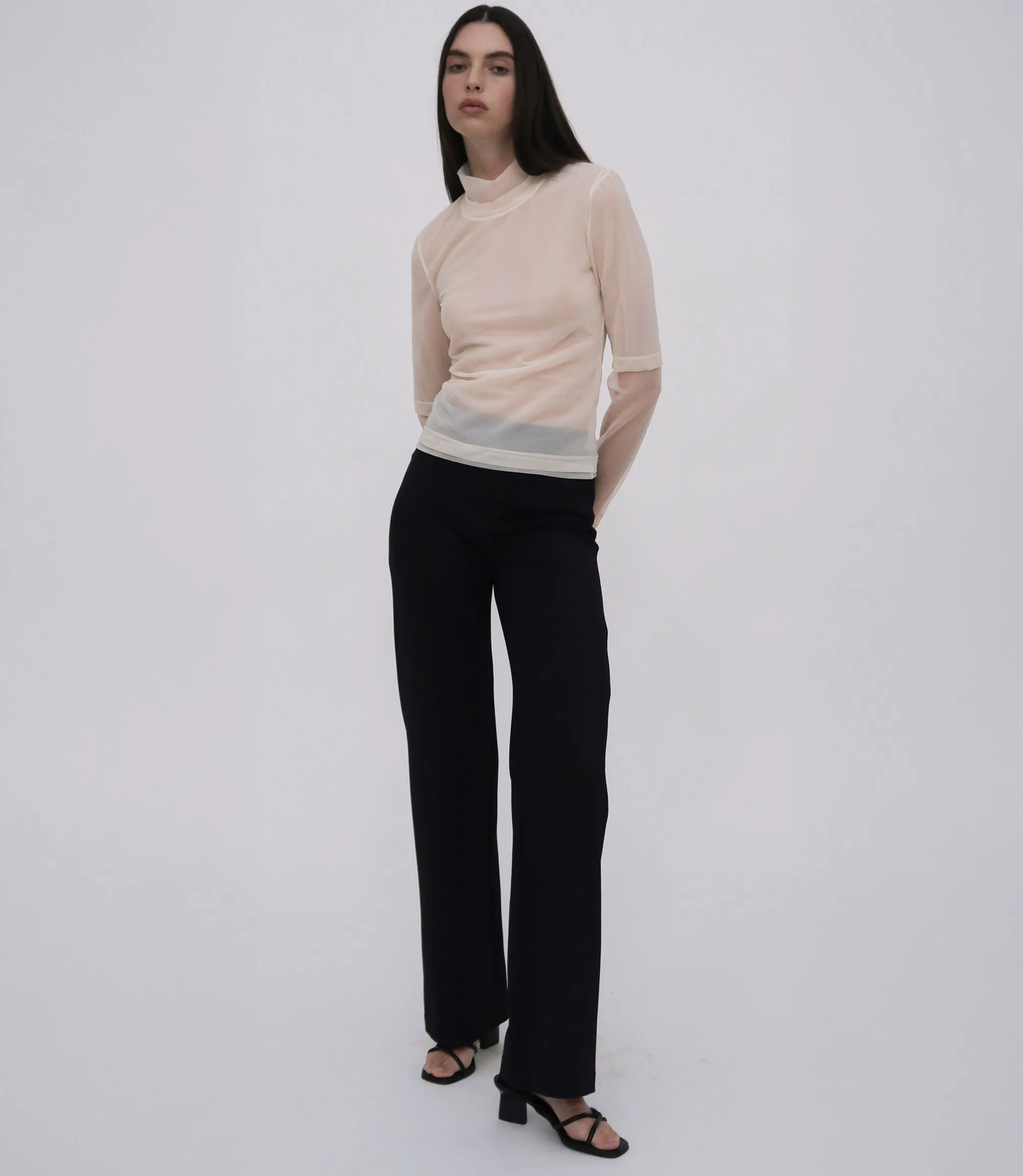 PINTUCK FITTED STRAIGHT PULL-ON PANT - SCUBA sold by Rosetta Getty