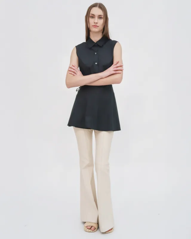 SLEEVELESS ASYMMETRIC APRON SHIRT - STRETCH COTTON sold by Rosetta Getty