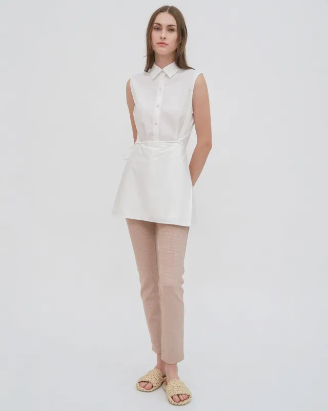 SLEEVELESS ASYMMETRIC APRON SHIRT - STRETCH COTTON made by Rosetta Getty